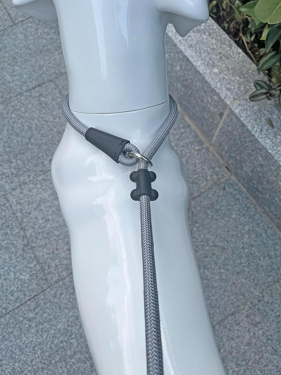 Slip Lead Dog Leash,Strong Nylon Rope Leash and Padded Handle,No Pull Outdoor Walking Training Lead for Small Medium Large Dogs (Grey,1/2"×4ft)