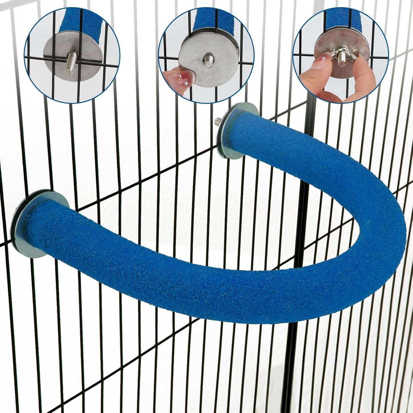 RYPET Parrot Perch Rough-surfaced - Quartz Sands Bird Cage Perches for Medium to Large Bird, U Shape Large