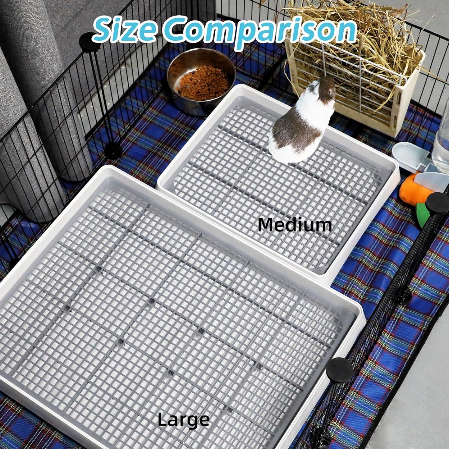 FHTONGE 2 Pcs Guinea Pig Litter Box for Cage, Guinea Pigs Litter Pan with Grid, Rectangular Small Amimal Potty Trainer Tray Pet Toilet for Rat Chipmunk Chinchilla Hedgehog Hamster Ferret Rabbit