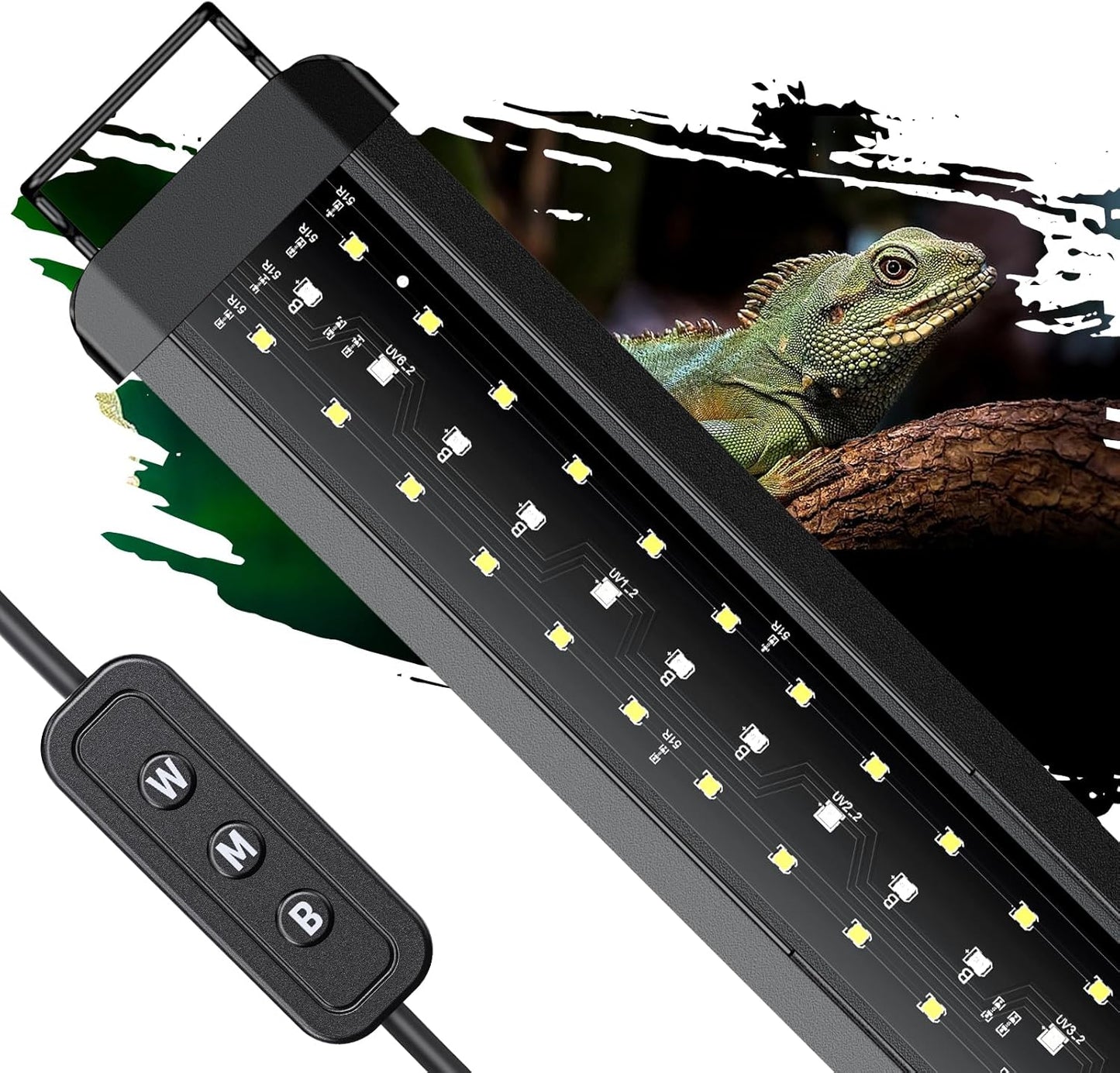 Pawfly 14 W UVB Light for Reptiles for 18" to 24" Terrariums Extendable Reptile Tank Light with Full Spectrum Brilliant with Day & Night Modes and Adjustable Brightness