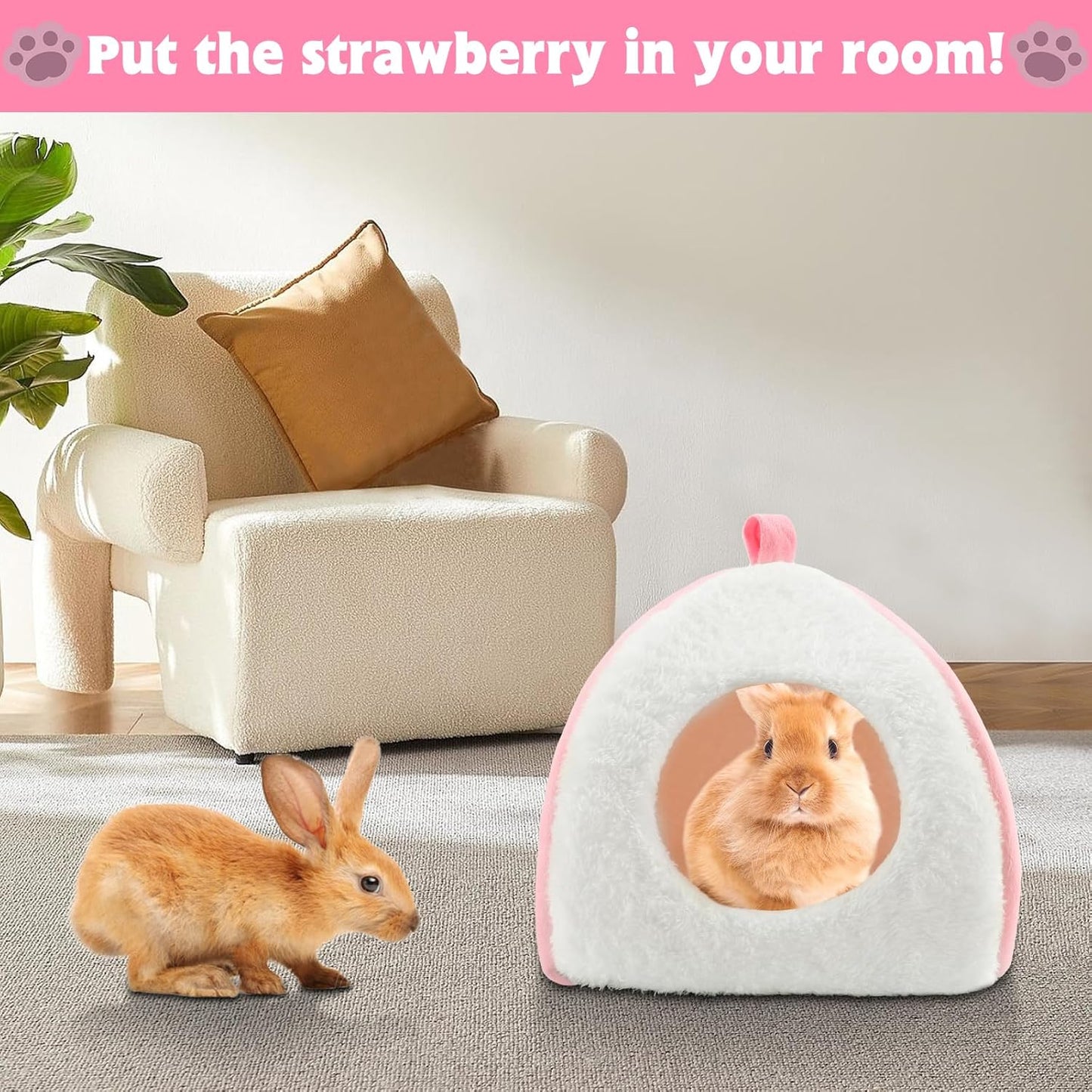 BWOGUE Guinea Pig House Bed Cozy Hamster Cave Large Hideout for Dwarf Rabbits Hedgehog Bearded Dragon Winter Nest Hamster Cage Accessories