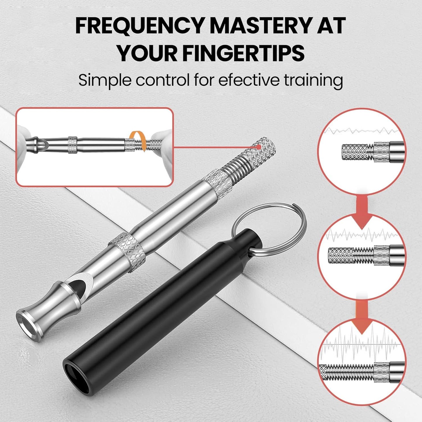 Ami's Delight Dog Whistle Set of 5 | 2PCS Premium Quality Adjustable Dog Whistles with 2 Black Lanyards and a Dog Clicker | Ultrasonic Dog Whistle to Stop Barking Neighbors Dog