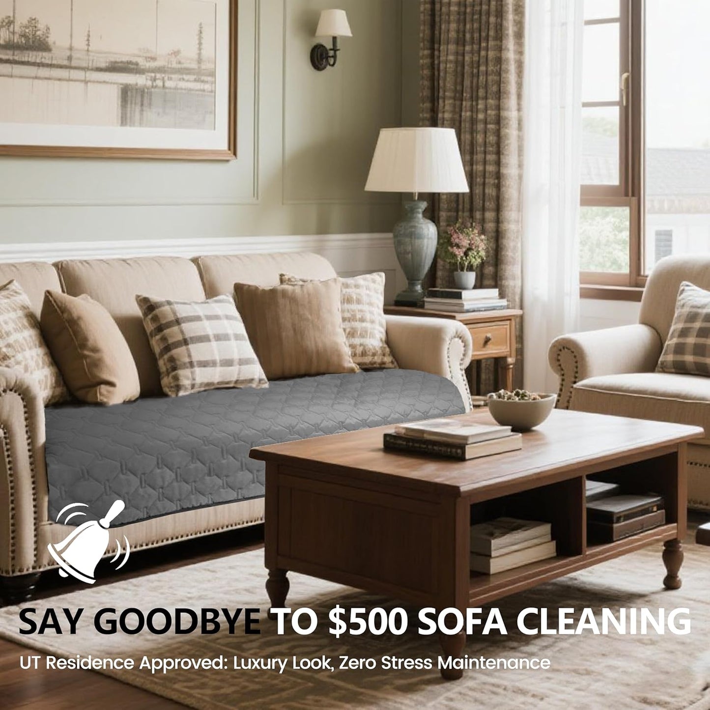 gogobunny 3X Stronger Waterproof Pet Blanket, Scratch Proof Furniture Protector for Dogs Cats, Reversible Cover 52x82 Inch, Dark Grey/Light Grey