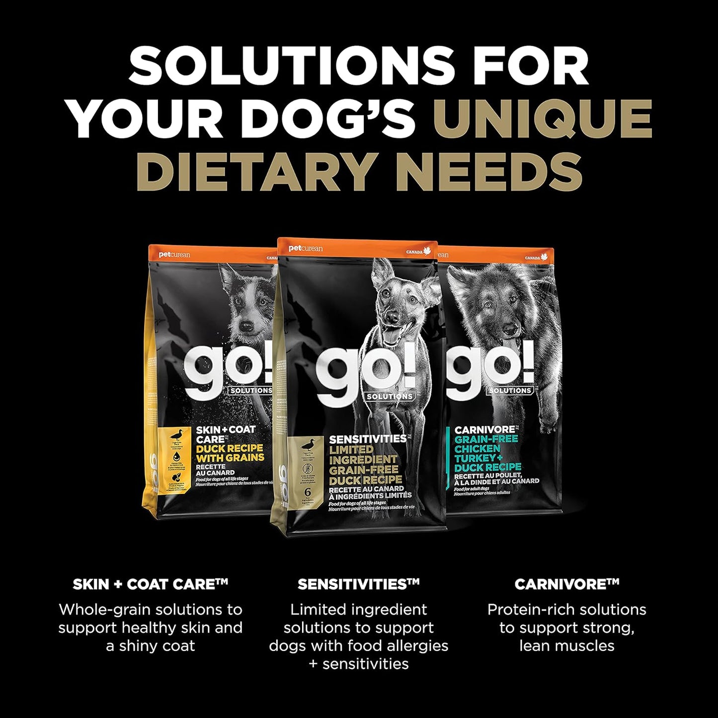Go! Solutions Sensitivities Limited Ingredients, Grain-Free Dry Dog Food, Duck Recipe for Sensitive Stomach, 12 lb Bag