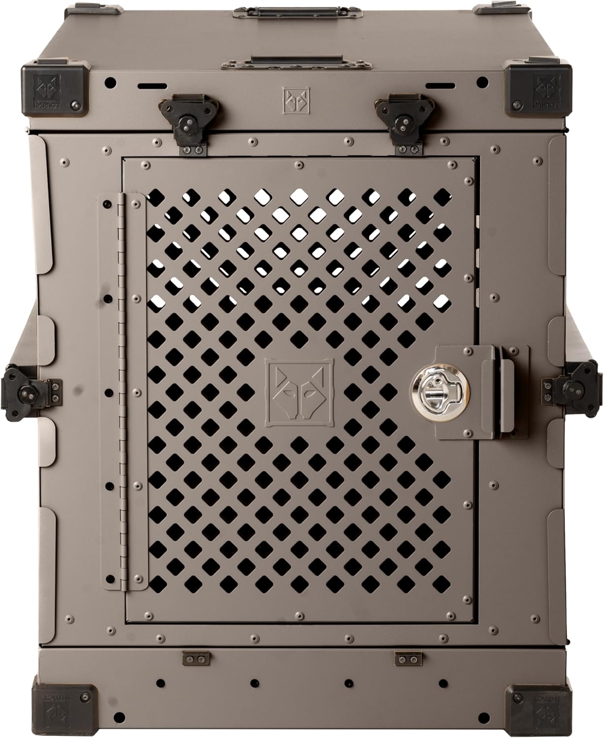 Impact Collapsible Dog Crate - Foldable Hard Crate for Extra Large Dogs - Heavy Duty Travel Kennel with Powder-Coated Aluminum - Quick Setup for Indoor & Outdoor (Gray, 40"+ (40.5" L x 27.5βW x 34" H)