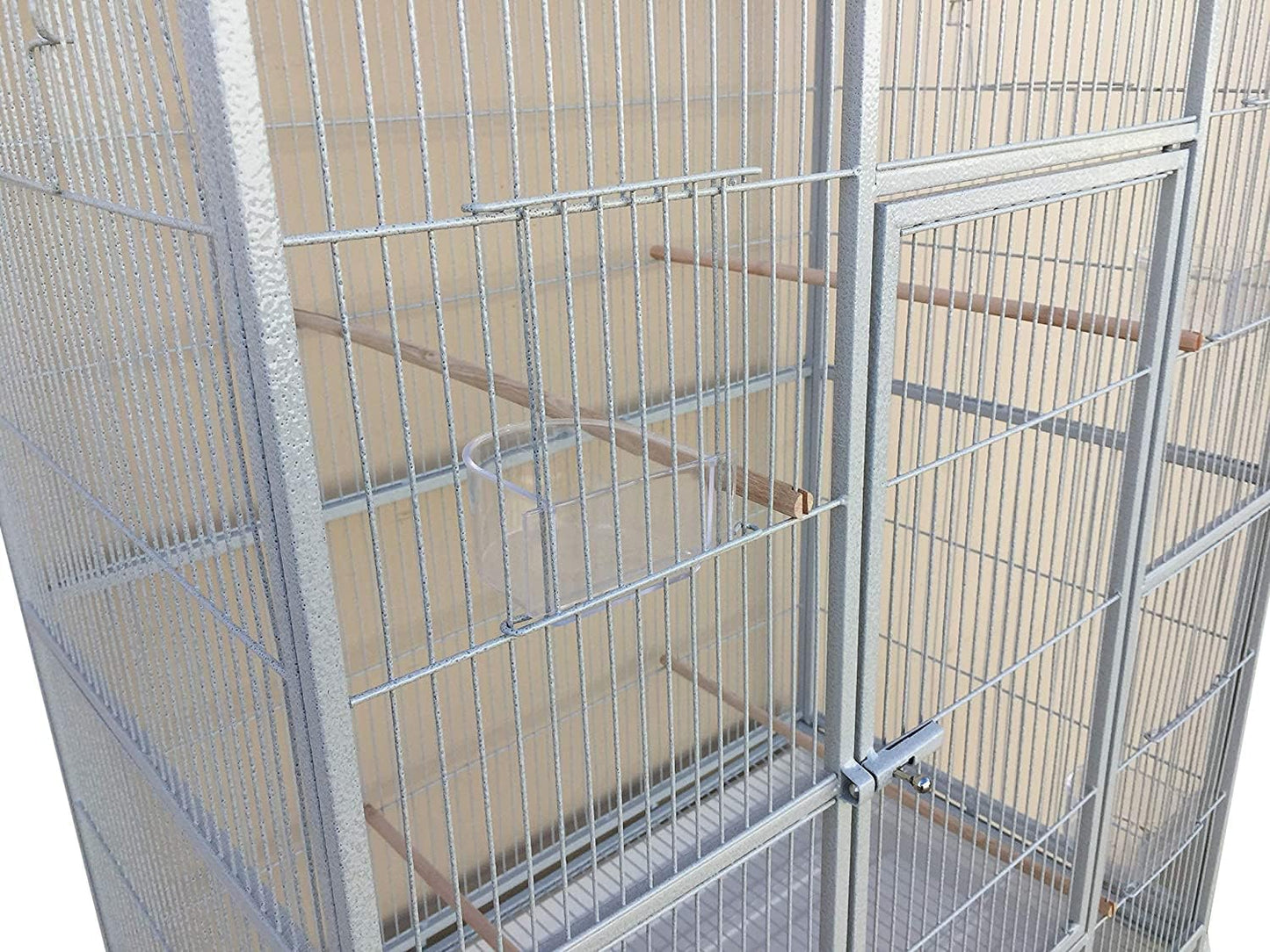 54" Extra Large Double Breeding Flight Bird Wrought Iron Double Parrot Bird Cage Slide Out Center Divider Side Nesting Doors Cockatiel Conure Removalbe Rolling Stand