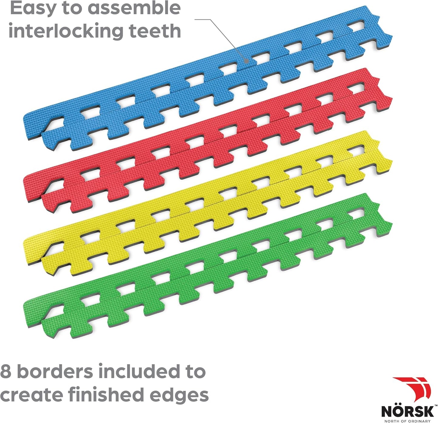 Norsk Reversible Kids Puzzle Play Mats 1/2" Thick EVA Interlocking Foam Tiles (Multicolor/Black 40 Tiles - 160 sq. Ft. 1/2" Thick)