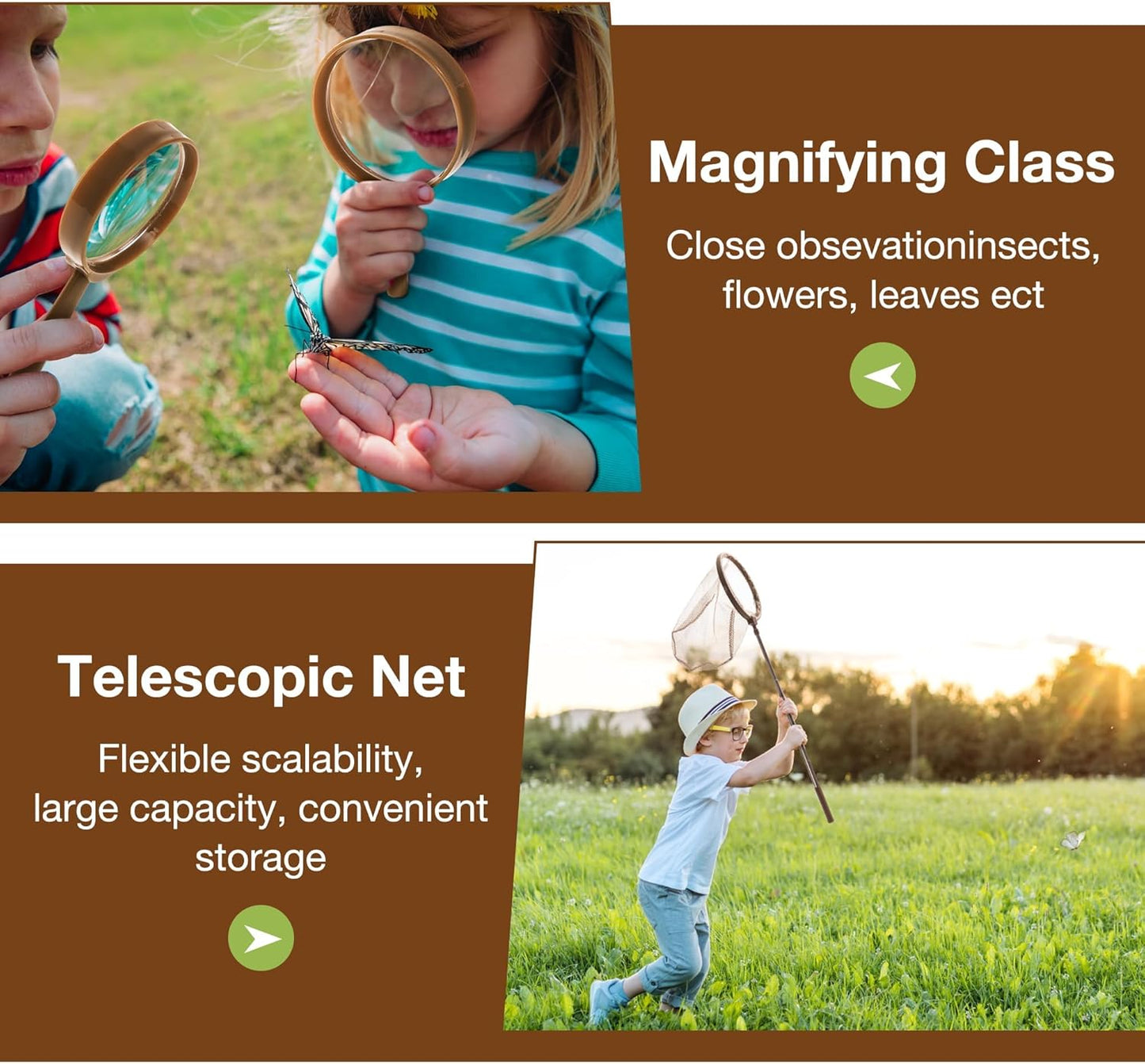 ROBUD Kids Explorer Kit, Bug Catcher Kit with Bag Kit, Outdoor Exploration Set for Camping, Montessroi Toy for Kids Coming Closer to Nature,WRP07