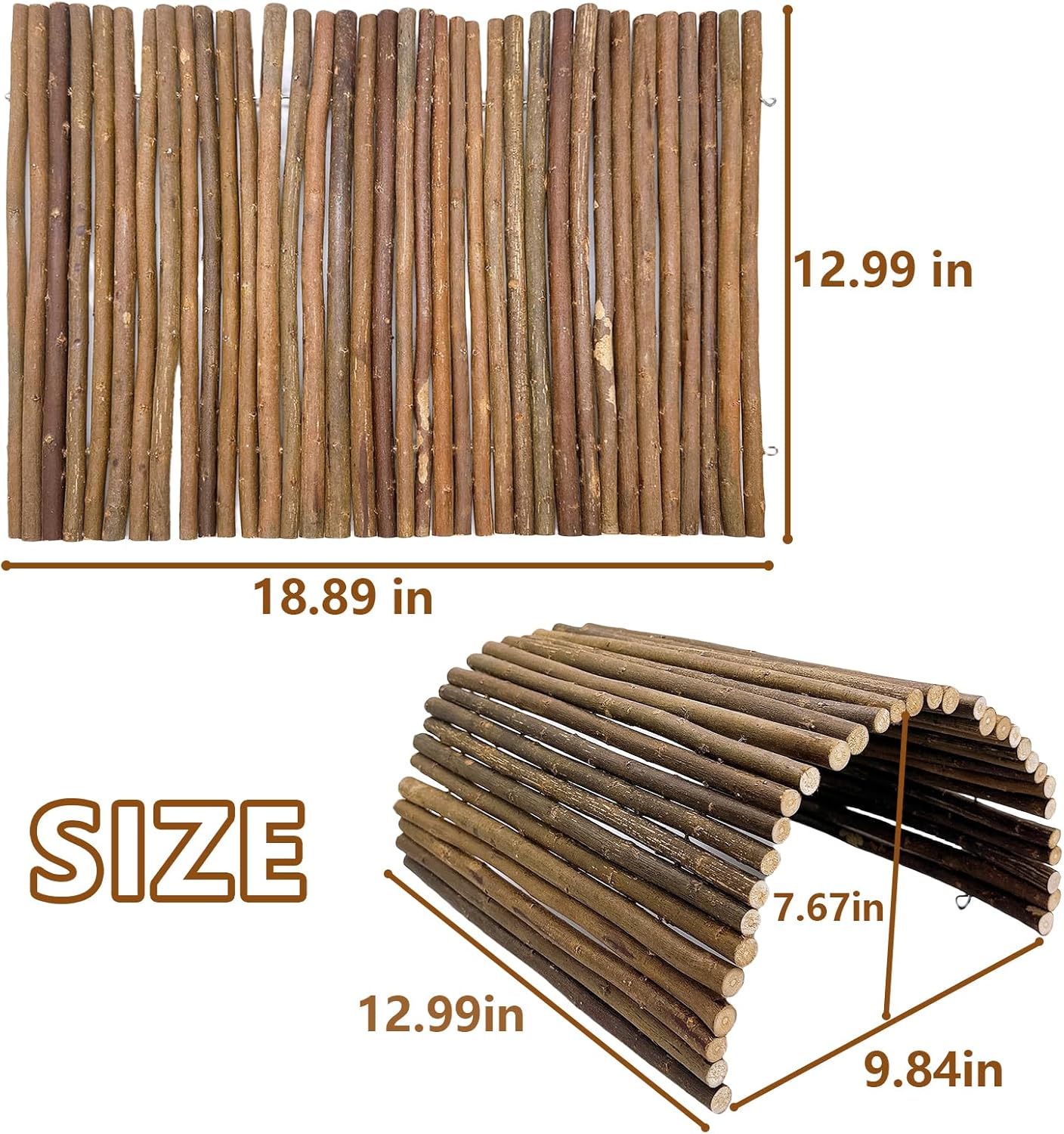 BNOSDM 2PCS Reptile Hideout Wooden Bridge 12.99"x 18.89" Lizard Hide Caves Bearded Dragon Habitat Accessories for Gecko Snake Frog Chameleon Iguana Tortoise