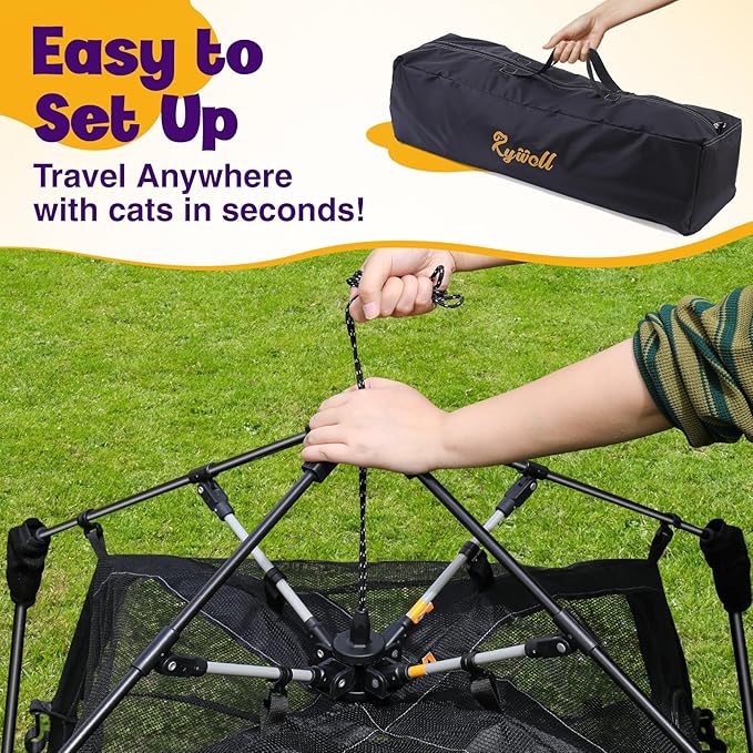 Extra Large Catio Outdoor Cat Enclosure Rywell 2-Tier Cat Tent for Patio, Balcony, Indoor & Camping, Foldable Outdoor Cat Playpen with Windows, Weatherproof Sunproof (Carry Bag Included)