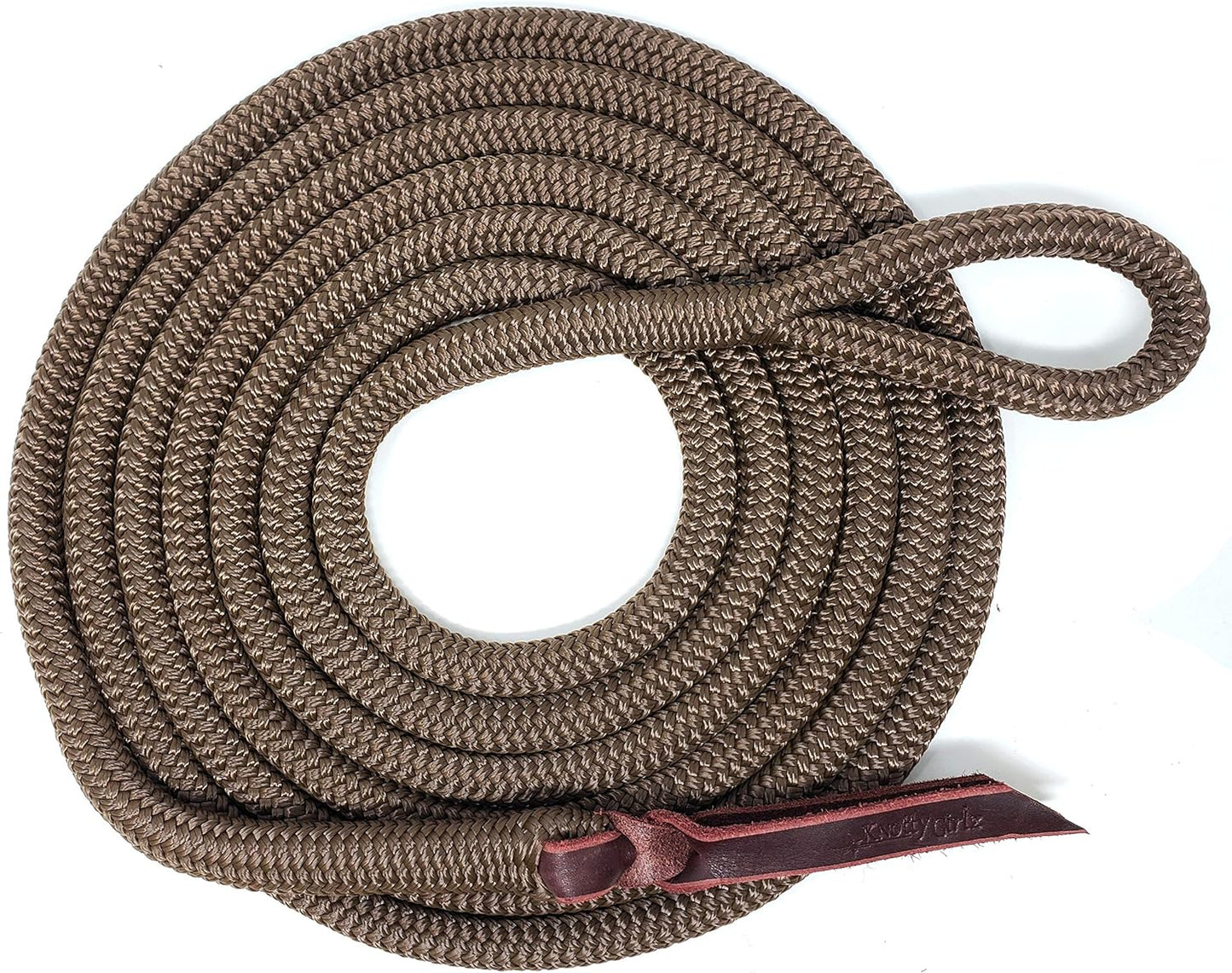 Double Braid Lead Rope with Eye Splice Loop, 12-14FT Lengths (Brown, 12 ft.)