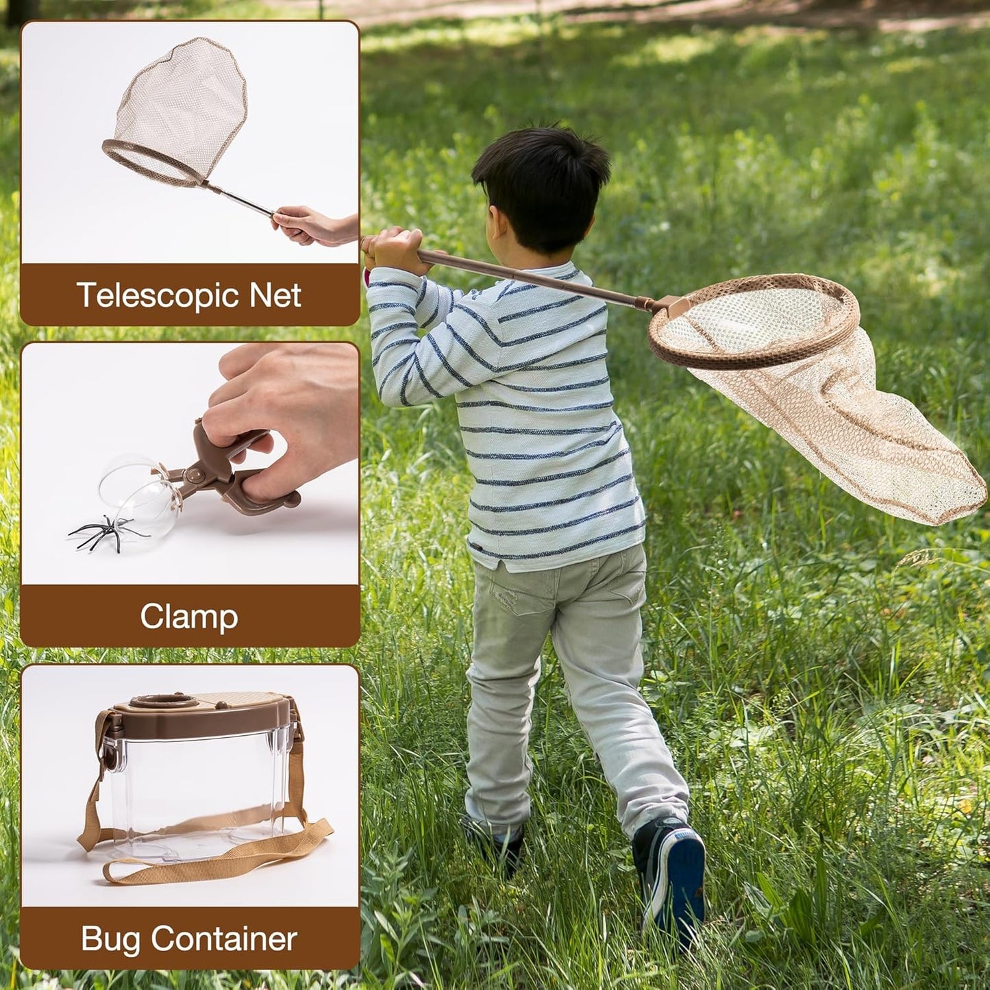 ROBUD Kids Explorer Kit, Bug Catcher Kit with Bag Kit, Outdoor Exploration Set for Camping, Montessroi Toy for Kids Coming Closer to Nature,WRP07
