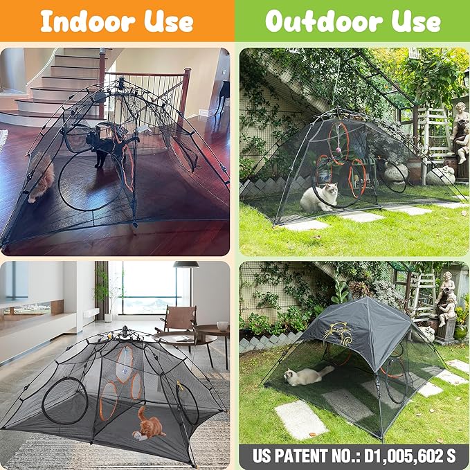 Outdoor Cat Play Tent for Indoors and Outdoors (X- Large Portable Pet House, Outdoor Cat Enclosure for Cats, Rabbits and Small Animals Easy to Connect with Run Tunnels, Cubes (Patented)