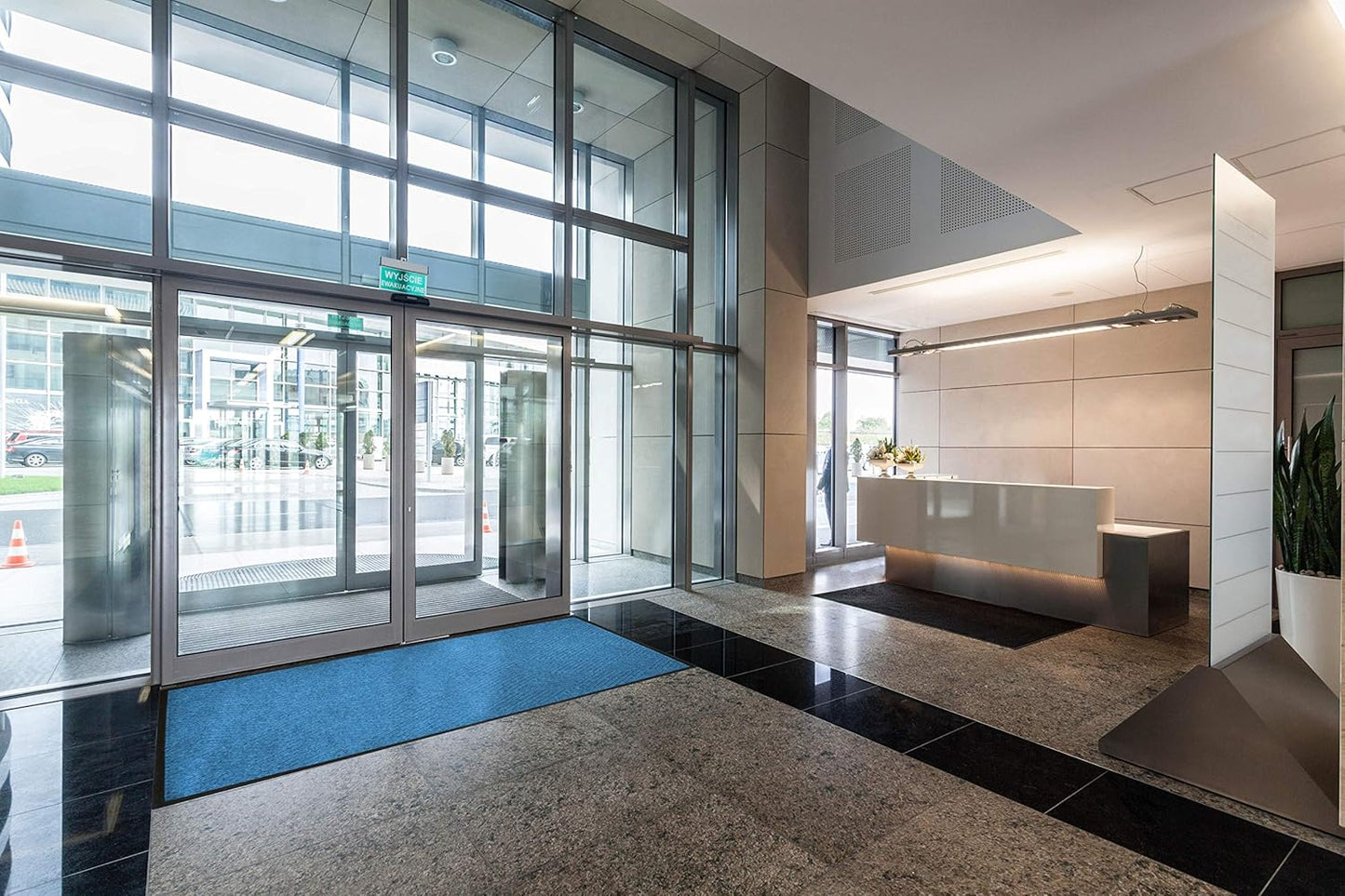 M+A Matting WaterHog Diamond | Commercial-Grade Entrance Mat with Rubber Border – Indoor/Outdoor, Quick Drying, Stain Resistant Door Mat (Navy, 6' x 8')