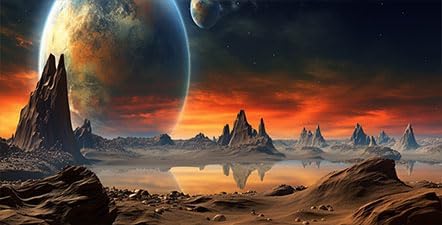 36X20IN Cosmic Aquarium Background, Cool Parallel Space Themed Fish Tank Background, Tropical Desert Terrarium Background with 8 EVA Double-Sided Tape