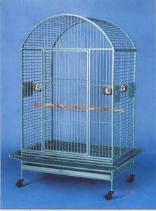 XX Large DomeTop Wrought Iron Bird Parrot Cage, 40"x30"x66.5"H, 6mm Extra Strong Wire (Green Vein)