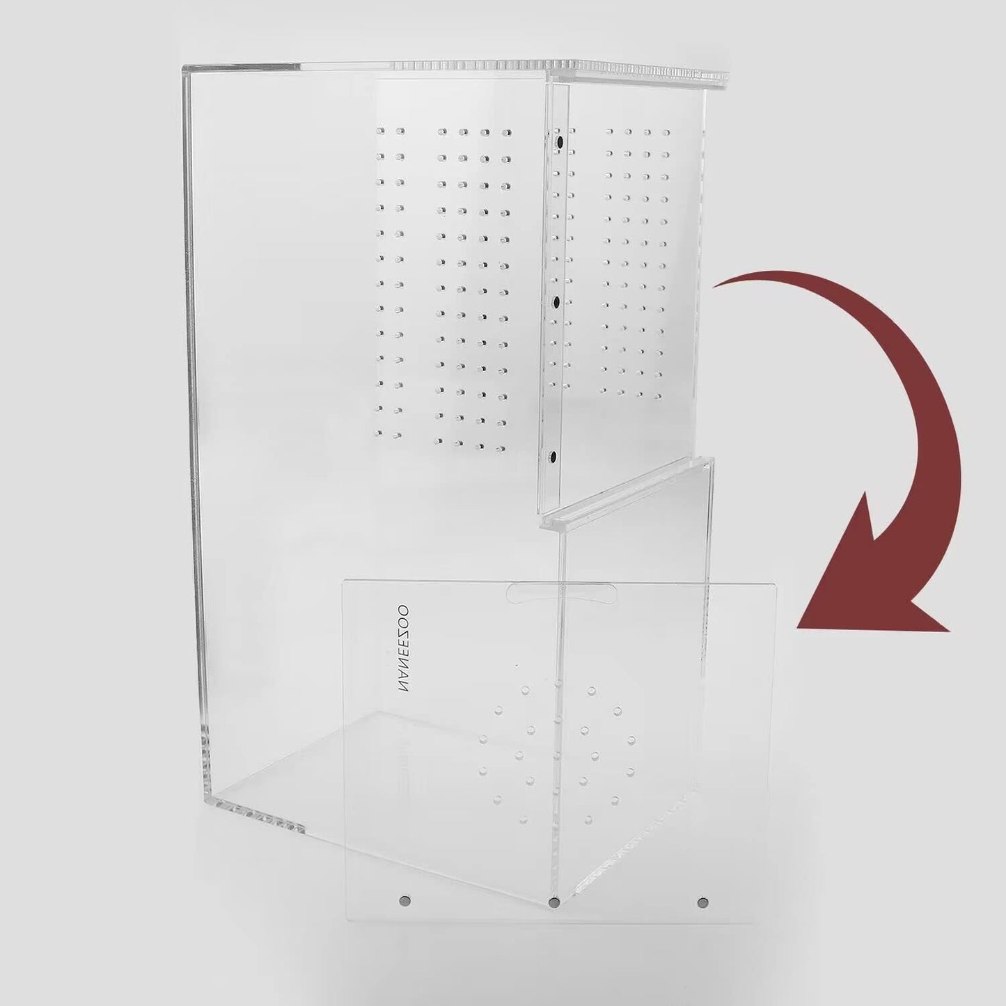 NANEEZOO Acrylic Reptile Terrarium Enclosure, 14”x6”x8” Tarantula Enclosure with Magnetic Sliding Door, Breeding Box for Arboreal Reptiles, Amphibians, Mantis, Spiders, Cricket & Other Invertebrates