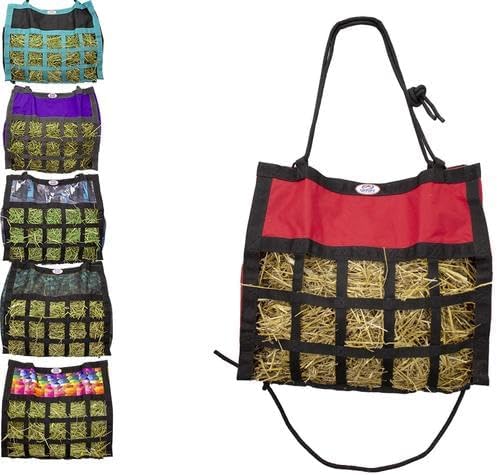 Derby Originals Scratchless Slow Feeder Horse Hay Bag with Super Tough Bottom and 6 Month Warranty (Red with Black Trim)