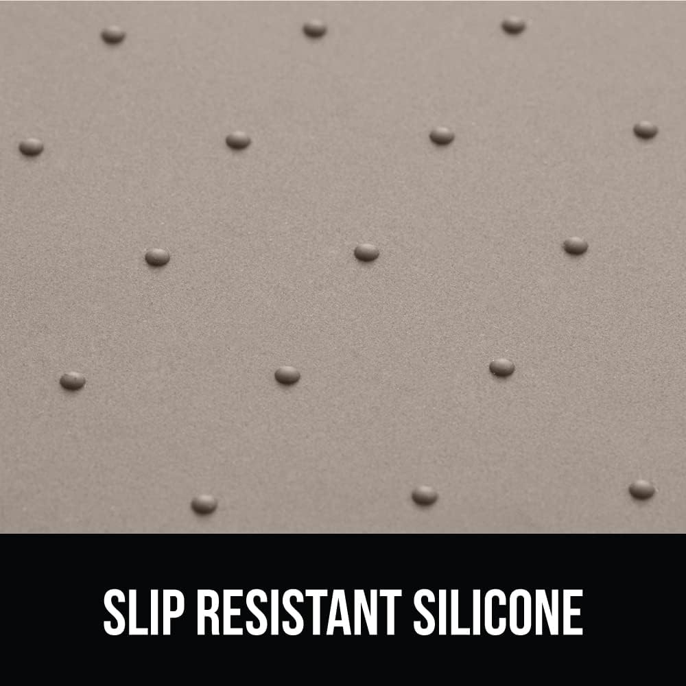 GORILLA GRIP 100% Waterproof Raised Edge BPA Free Silicone Pet Feeding Mat, Dog Cat Food Mats Contain Spills Protects Floors, Placemats for Cats and Dogs Water Bowl, Pets Accessories 18.5x11.5 Beige