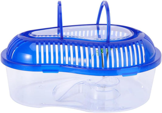 POPETPOP Turtle Tank with Lid : Plastic Tortoise Habitat with Basking Platform Transparent Reptile Tank for Turtle, 12.99x9.06x5.31 inch
