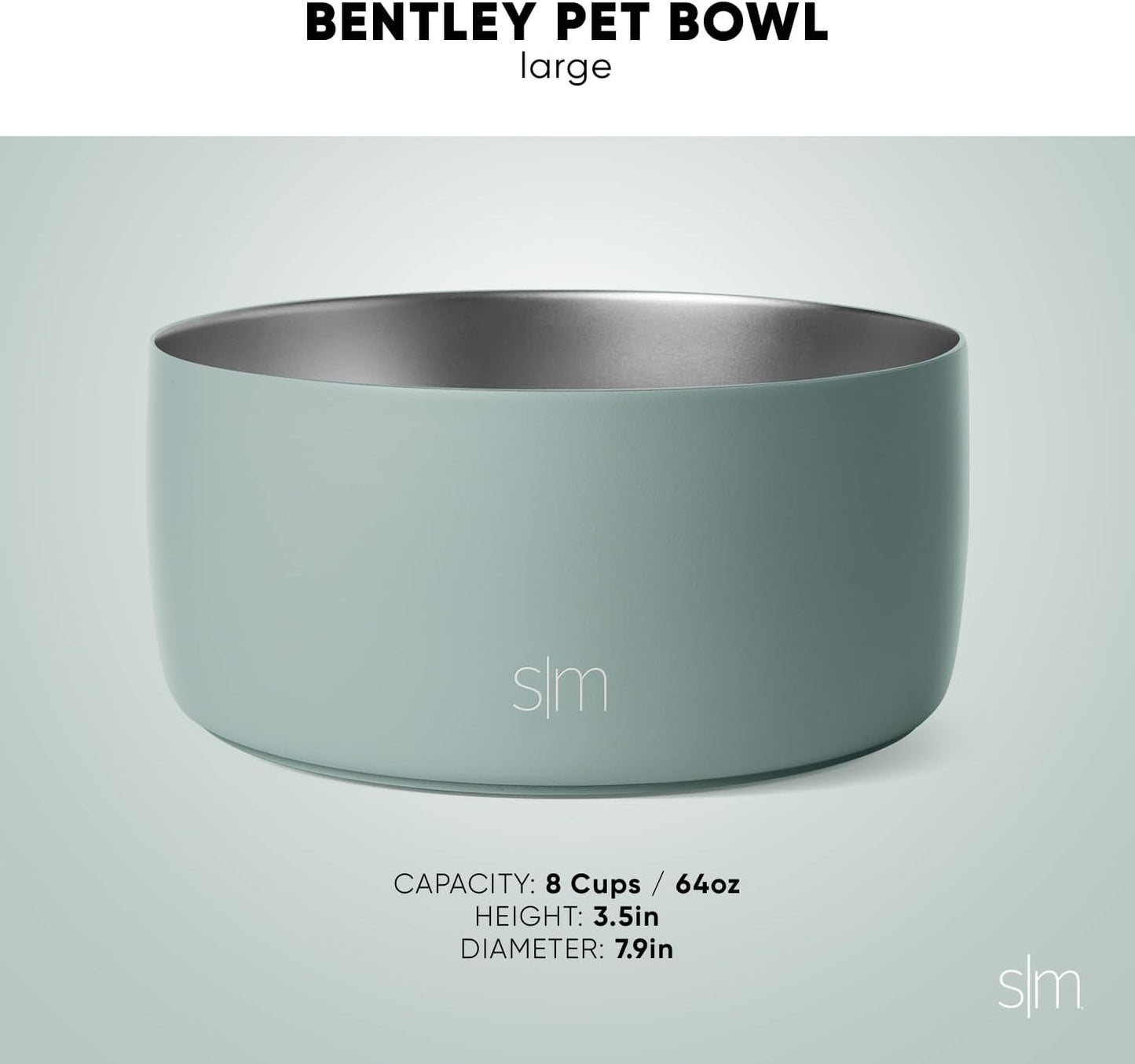 Simple Modern Stainless Steel Pet Water Bowl for Dogs & Cats | Reusable Insulated Stainless Steel Food Bowls for Dog Cat | No Tip No Slip BPA Free | Bentley Collection | Large (64oz) | Winter White