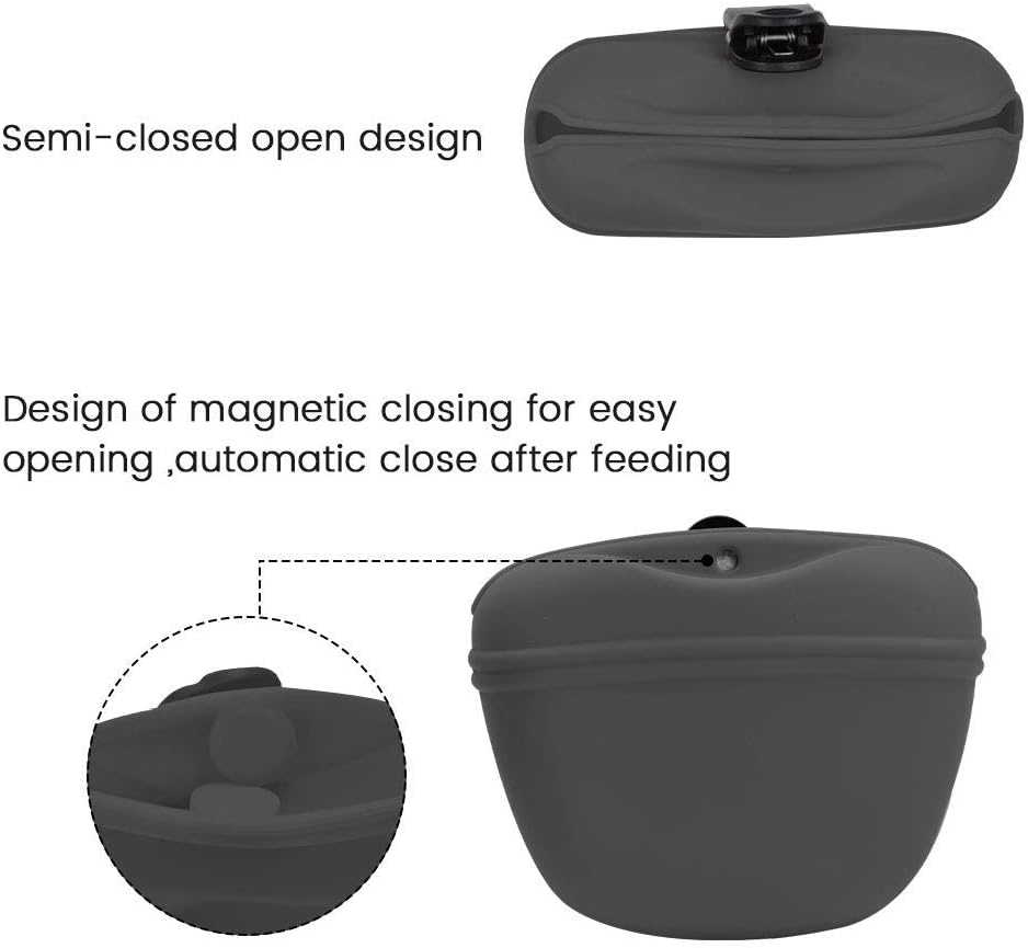 AUDWUD - Silicone Dog Treat Pouch - Clip on Portable Training Container - Convenient Magnetic Buckle Closing and Waist Clip - No BPA