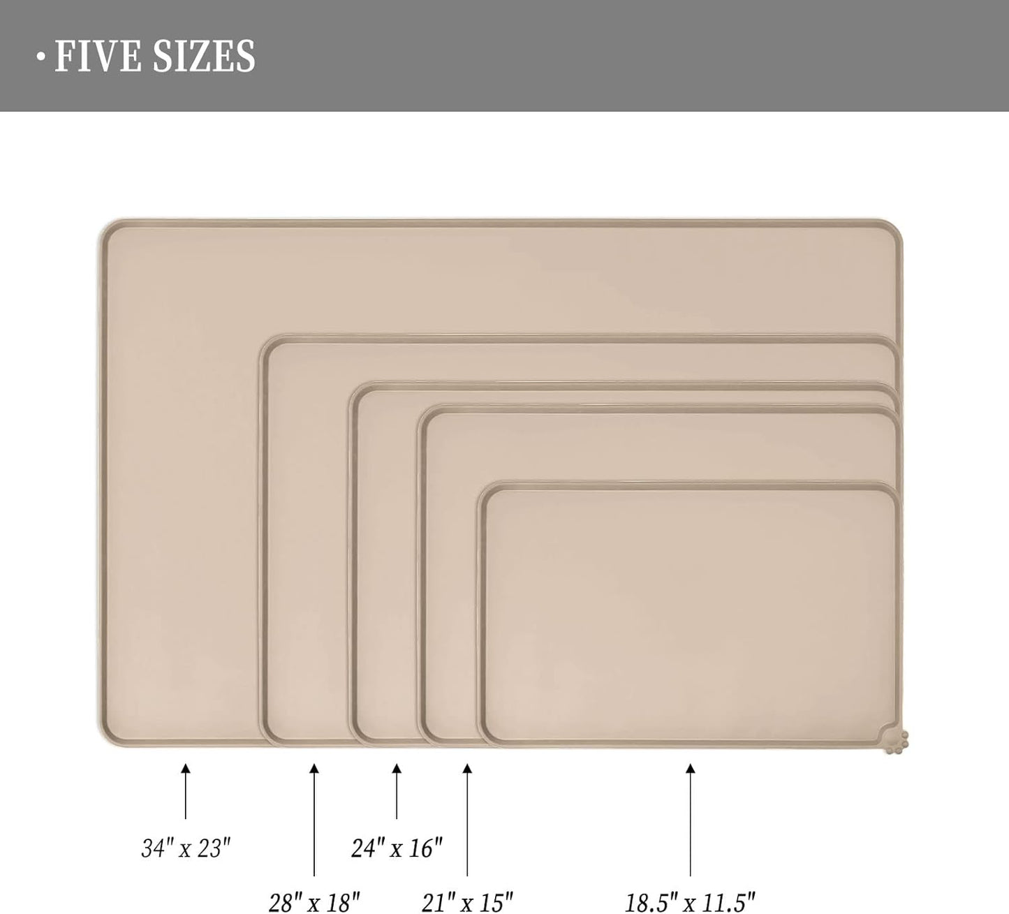 Waterproof Pet Feeding Mat with High Raised Edges, Heavier and Thicker Placemats for Cat Dog Water Bowl with BPA Free, Dogs Cats Food Mats for Messy Drinkers to Prevent Spill and Protect Floors