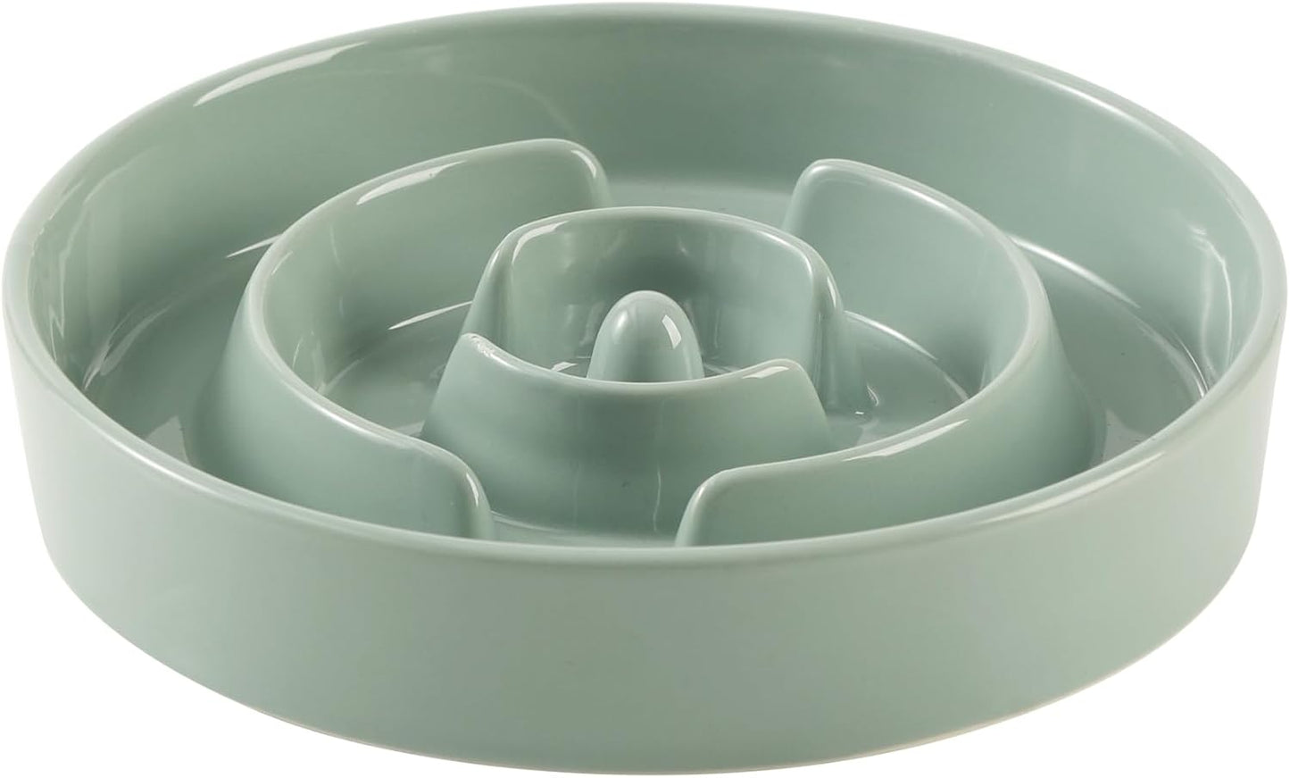 9.5inch Ceramic Slow Feeder Dog Bowl for Large Dog, Puzzle Food Dish, Anti-Gulping, Pet Slow Feeder, Stop Bloat, Preventing Choking (Single Bowl-Light Green)