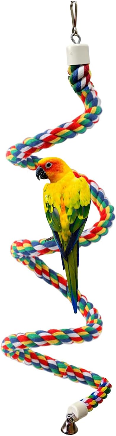 Bird Rope Perch & Birds Swing Set - Bird cage Accessories, 40‘’ Rope perches for Conures, Parrots,Cockatiel,Lovebird,Budgerigar,Parakeet perches for cage,Birds perches