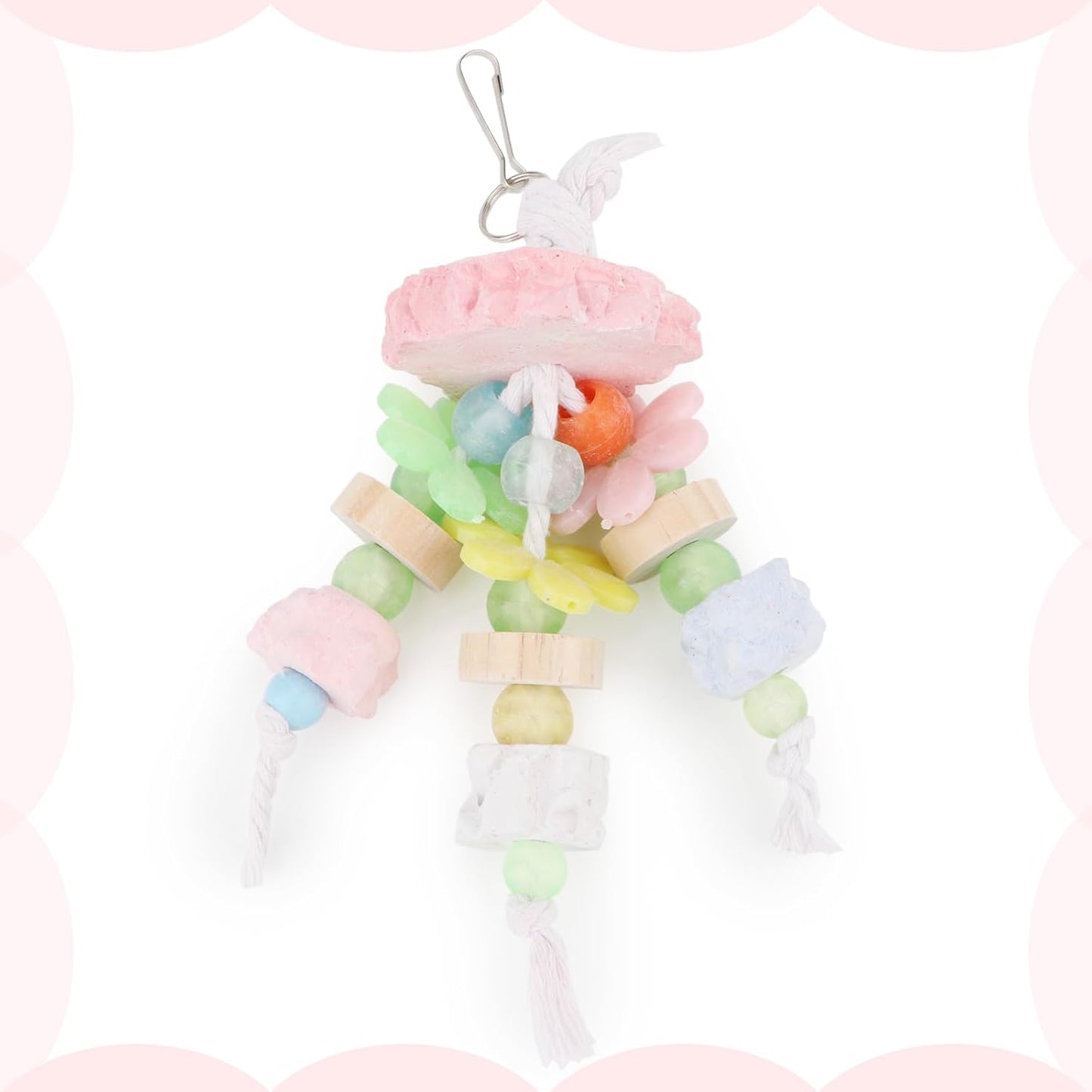 Hypeety Bird Calcium Teeth Grinding Stone Chew Treats Toy Beak Buffer Stone for Hamster Bird Parrot African Grey Parakeets Cockatiels Conures Amazons Small Animal Cage Hanging Bite