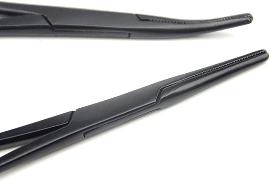 LILYS PET Pet Colourful Stainless Steel Hemostat Hemostatic Forcep,Pet Ear Hair Pull Forcep,Bend head and Straight head kit (Black, 14cm)