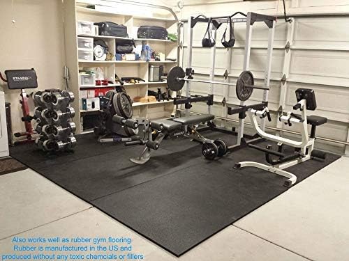 American Heavy Duty Stall Tiles - Thick, Durable Rubber Flooring - Solid Black 10' x 20' Set 1/2" Thick (50 Tiles)