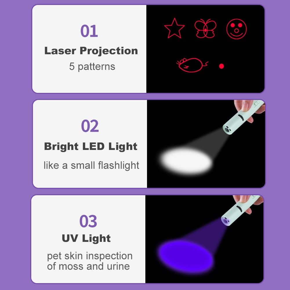 PARTSPOWER Laser Pointer Interative Cat Toy for Cats to Chase, Rechargeable Red Laser Light Pointer Exercises Training Tool for Kittens Cats Dogs (Purple)