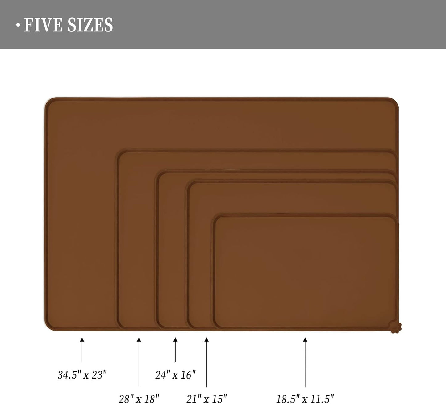 Waterproof Pet Feeding Mat with High Raised Edges, Heavier and Thicker Placemats for Cat Dog Water Bowl with BPA Free, Dogs Cats Food Mats for Messy Drinkers to Prevent Spill and Protect Floors