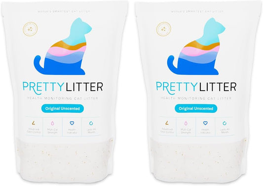 Pretty Litter Health Monitoring Cat Litter, Non-Clumping Crystal Litter, (6LB (Pack of 2), Unscented)