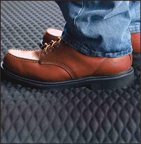 American Floor Mats Hog Heaven Premium 7/8" Black & Yellow Border 5' x 6' Nitrile Backed Anti-Fatigue Comfort Mat