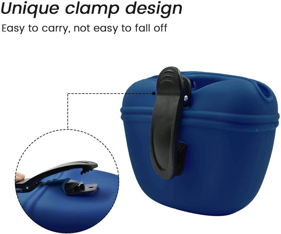 AUDWUD Silicone Dog Treat Pouch,Clip on Portable Training Container,Convenient Magnetic Buckle Closing and Waist Clip,No BPA