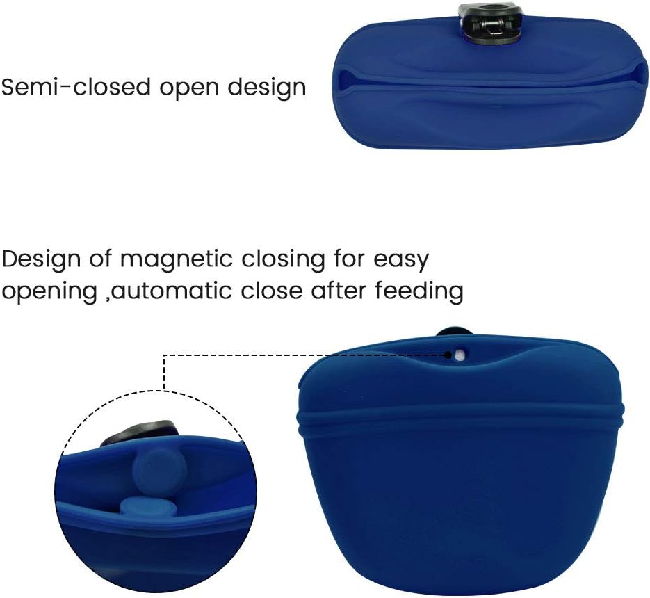AUDWUD Silicone Dog Treat Pouch,Clip on Portable Training Container,Convenient Magnetic Buckle Closing and Waist Clip,No BPA