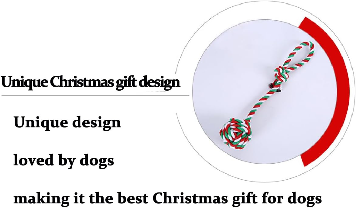 Dog Chew Toys,Dog Toys for Small Dogs and Medium Dogs for Boredom and Stimulating Teeth Cleaning Gum Massage Tug Christmas Dog Ball Rope Toy Set of 2