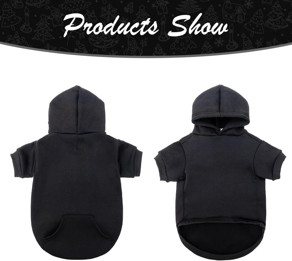 KOOLTAIL Basic Dog Hoodie - Soft and Warm Dog Hoodie Sweater with Leash Hole and Pocket, Dog Winter Coat, Cold Weather Clothes Sweatshirt for Small Medium Large Dogs Puppy Cat Boys Girls Black L