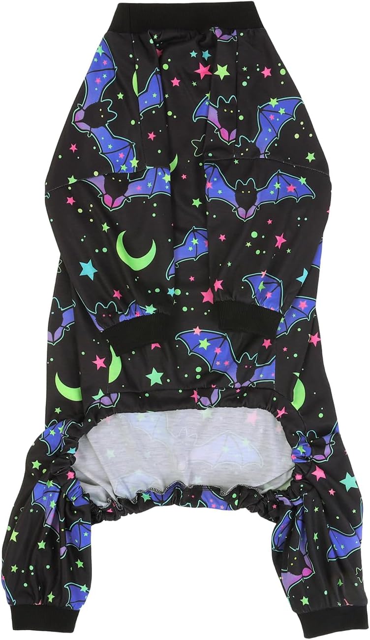 HDE Dog Pajamas One Piece Jumpsuit Lightweight Dog PJs Shirt for M-3XL Dogs Starry Bats - L