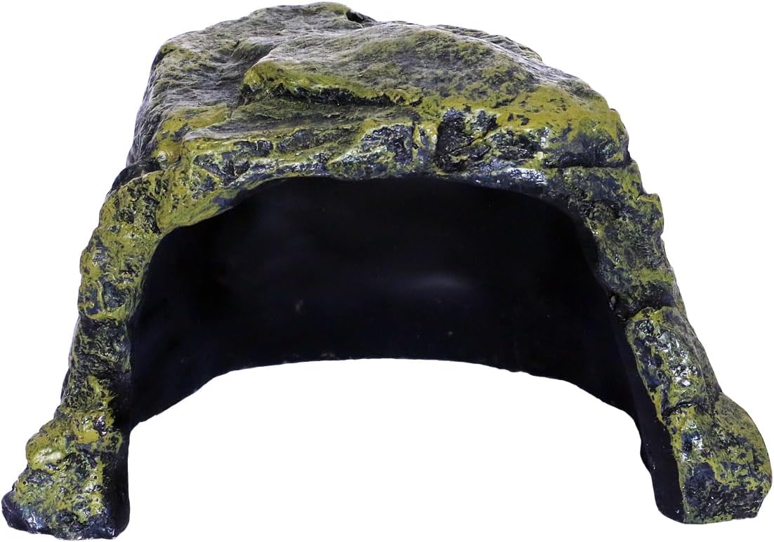 Rock Hide Cave for Reptiles, Amphibians Rock Den - Terrarium & Aquarium Decor, Great for Bearded Dragons,Lizards,Snakes,Turtles,Geckos,Frogs,Small Animals - Large Size