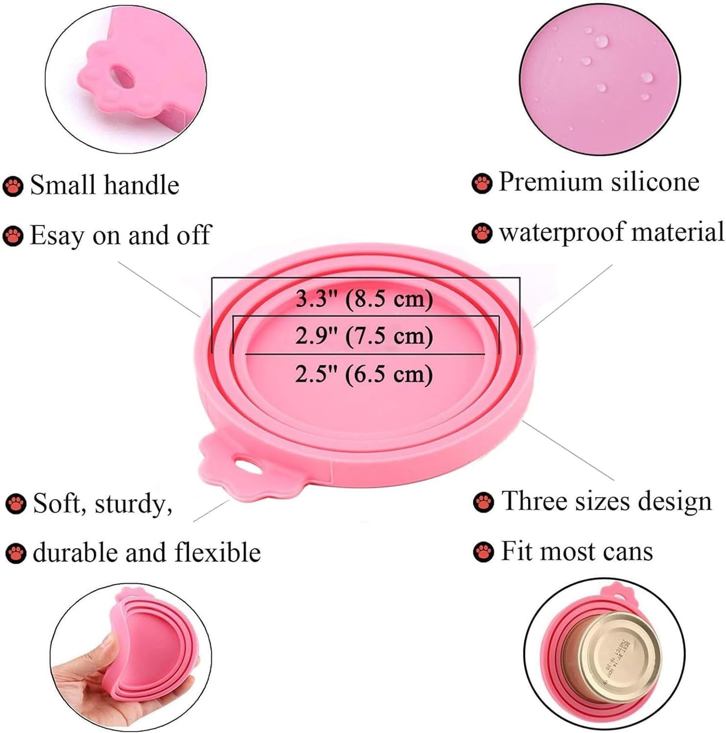 Can Lids/Universal BPA Free Silicone Pet Can Cover Lids for Dog and Cat Food/One Can Cap Fit Most Standard Size Canned Dog Cat Food（4 Pack）