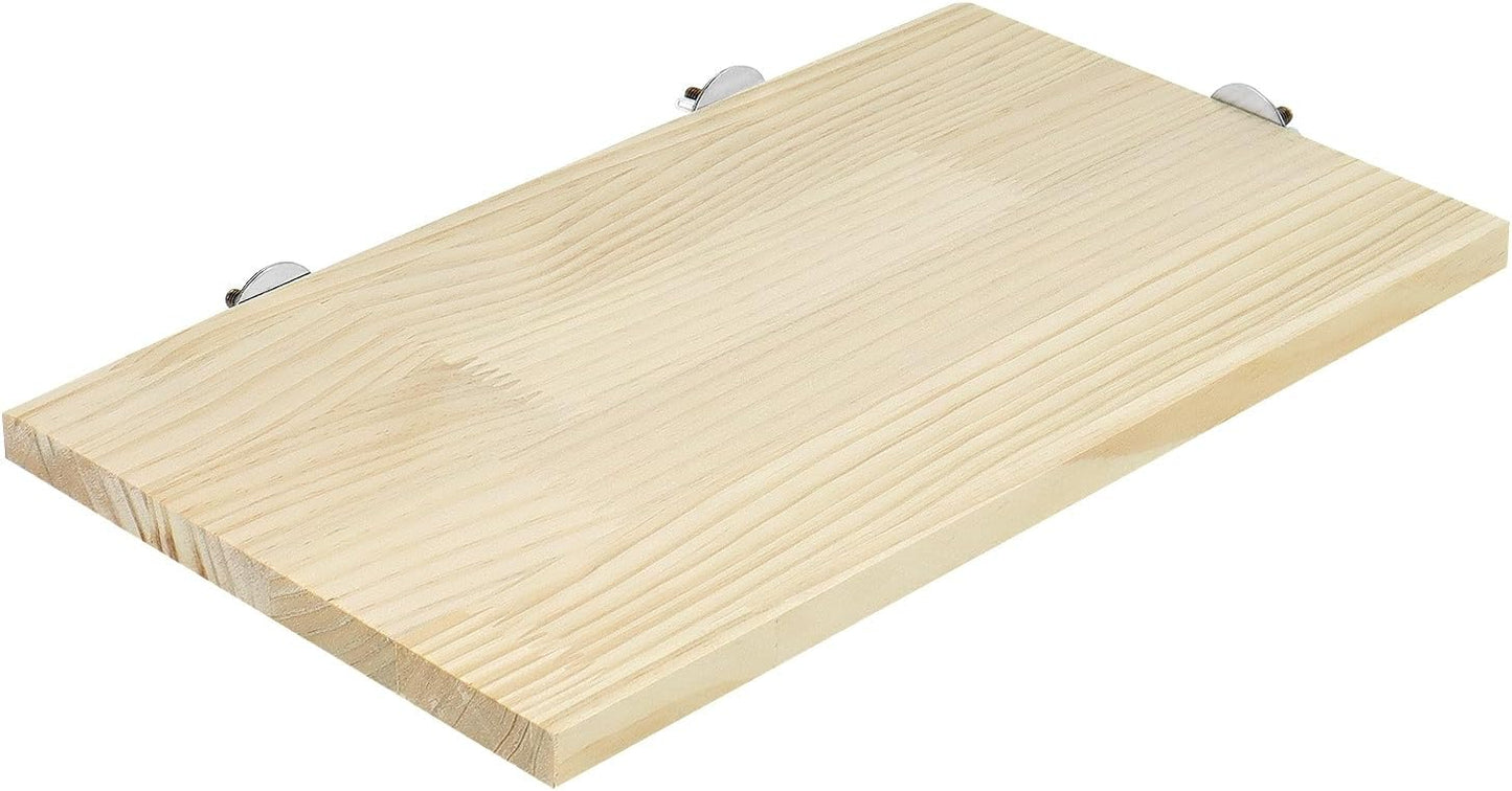 QWORK 13.6" x 7.9" Natural Wood Rectangle Stand for Bird Cages Suitable for Parakeets, Cockatiels, and Small Animals Easy Install with Stainless Steel Hardware 2 Pcs