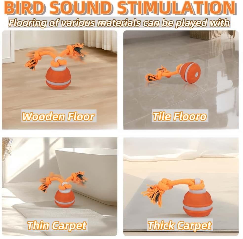 Interactive Dog Toys, Squeaky Dog Toys, Active Rolling Ball for Puppy and Medium Dogs, Squeaky, USB Rechargeable (Orange+Blue)