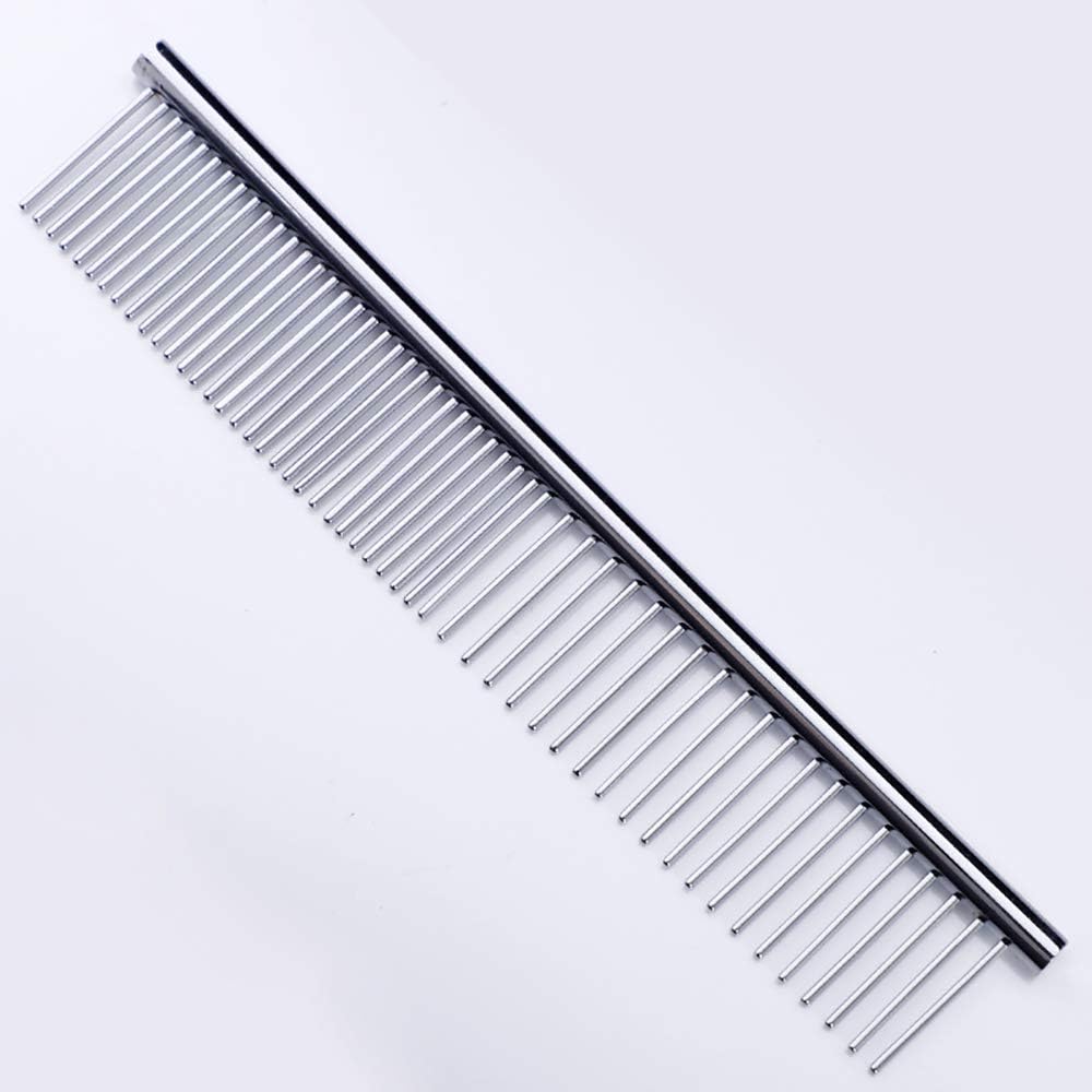 ZoCr Stainless Steel Pet Comb for Dogs Cats, Pet Grooming Comb with Different Spaced Rounded Teeth (Silvery)