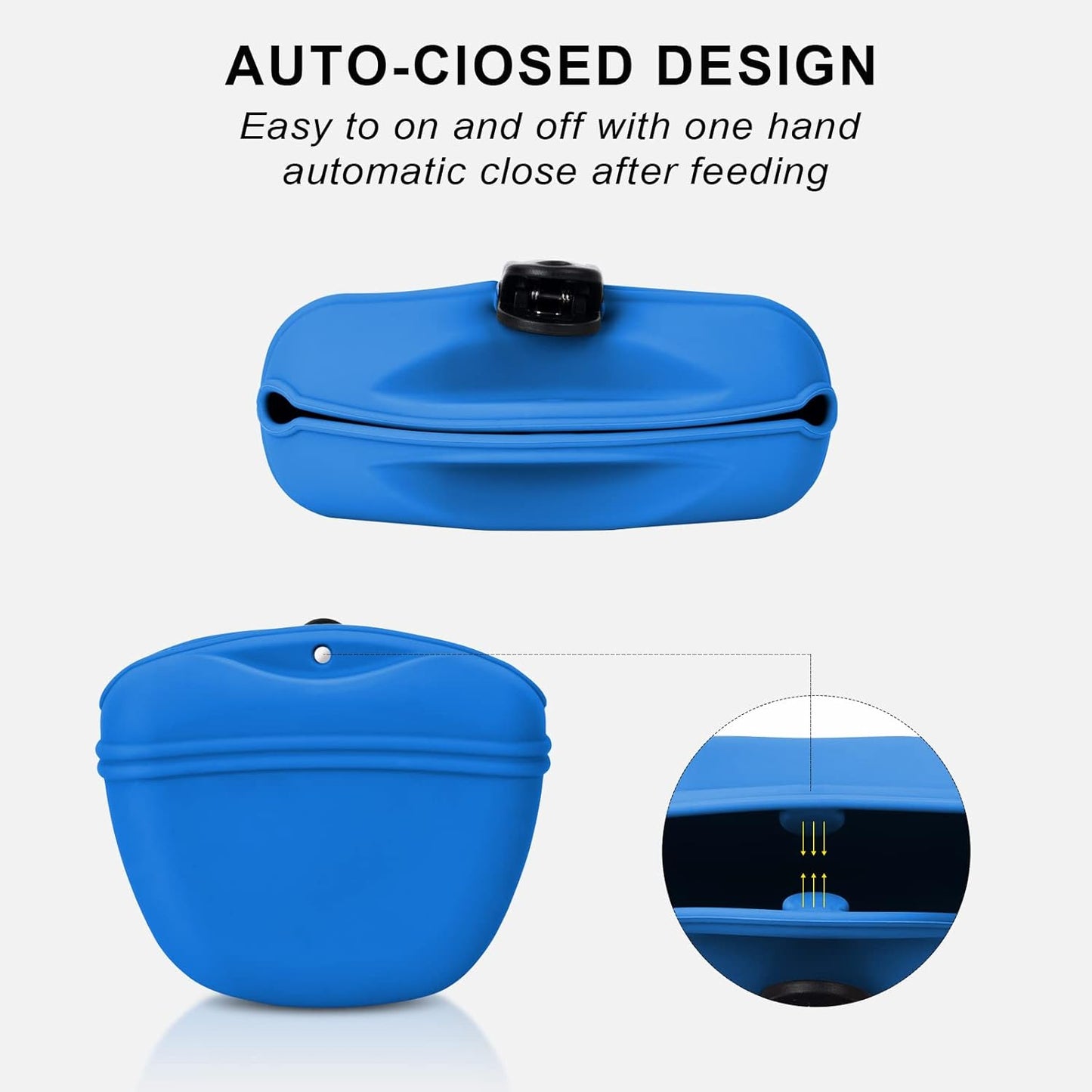 Left&Right Dog Clicker Training Kit,Silicone Dog Training Treat Pouch and Dog Clickers,Dog Treat Bag with Clicker Training for Dogs,Pet Treat Bag with Magnetic Buckle Closing and Waist Clip,Navy Blue