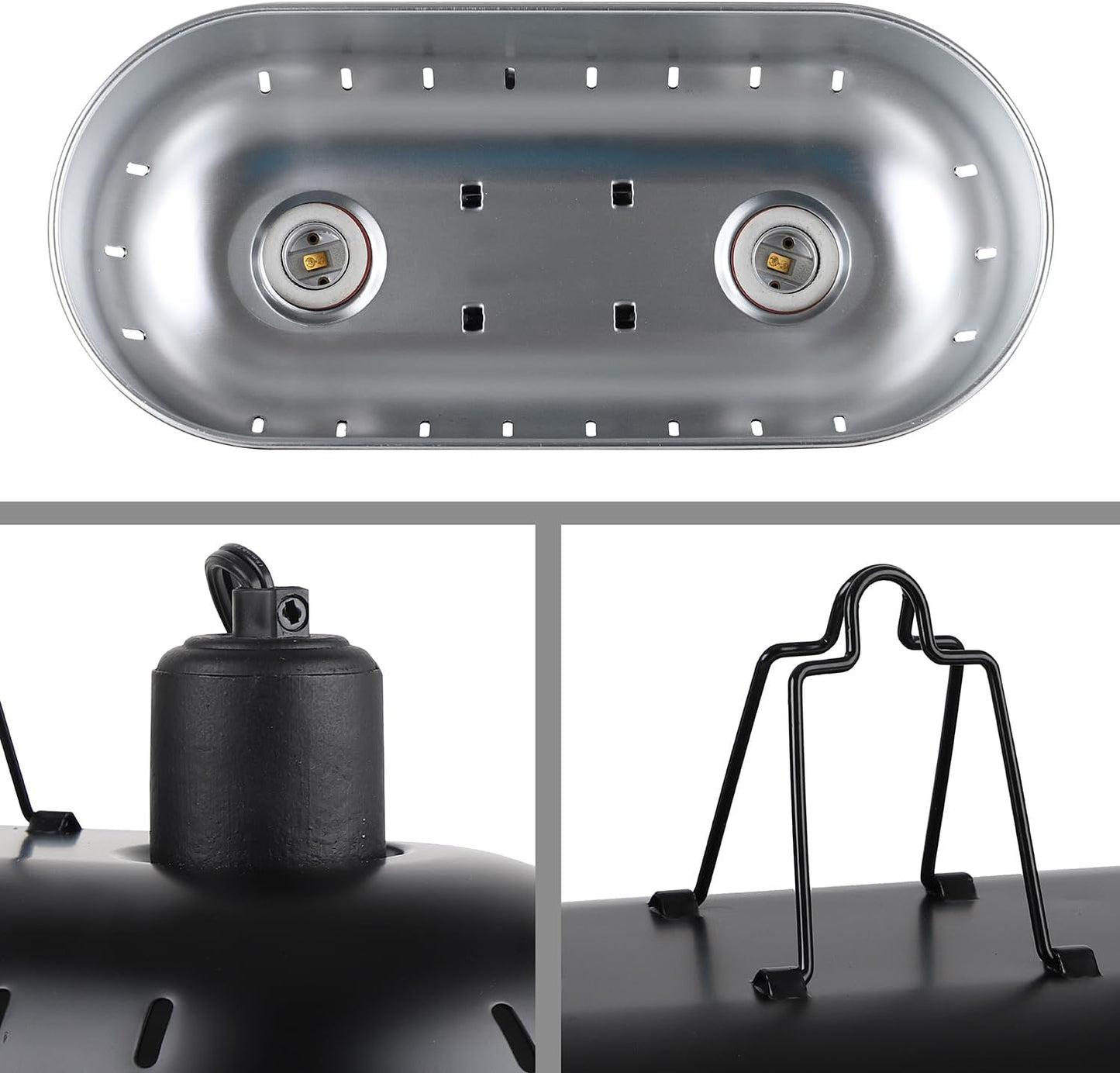 DXOPHIEX 15 inch Dual Reptile Light Fixture, Max 150W Dual Reptile Heat Lamp Fixture with 100W UVA UVB Sun Light & Ceramic Heat Emitter,Double Dome Lamp for Terrarium and Tortoise Habitat