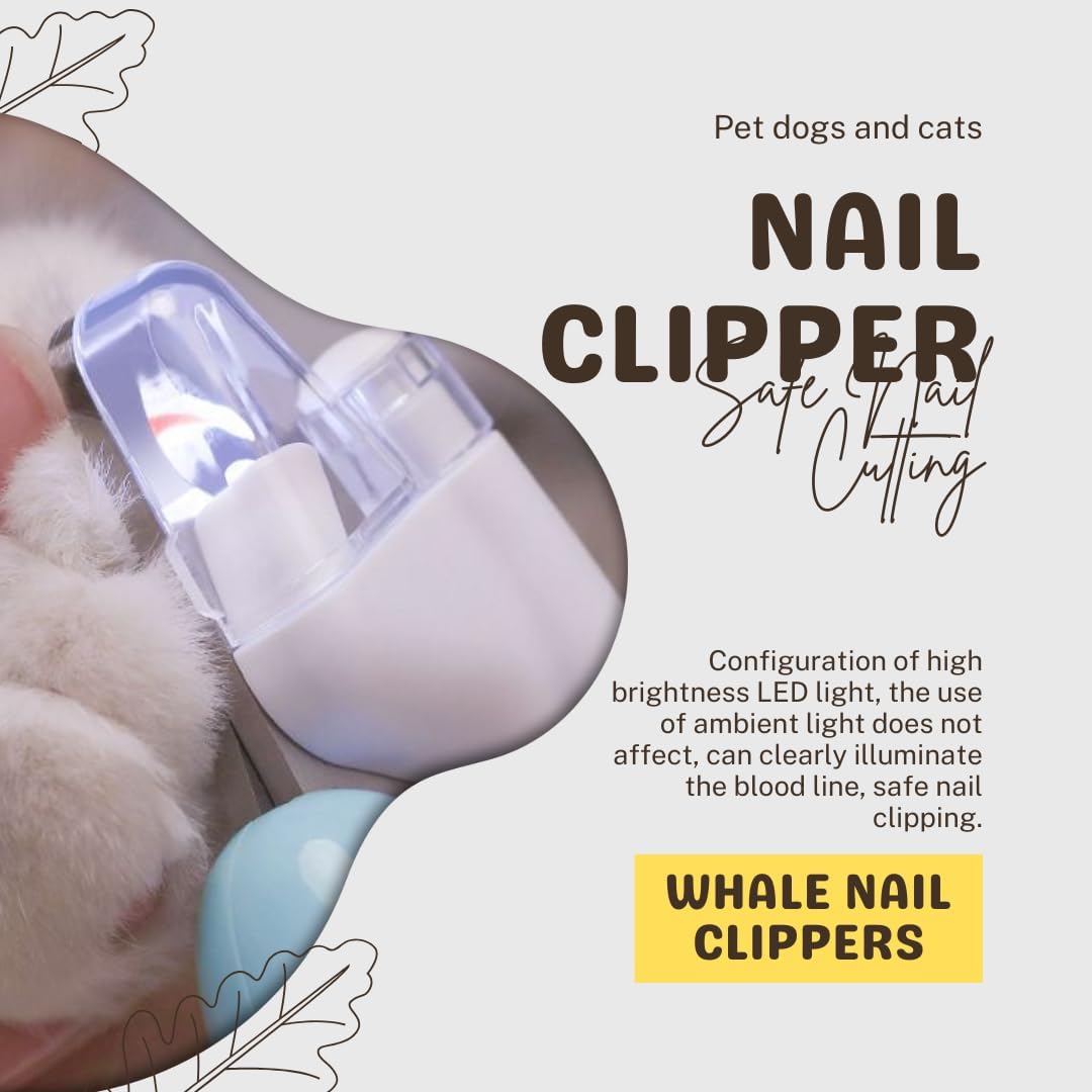Cat Nail Clippers, Whale Shape Precision Trimming Tool, Ergonomic Non-Slip Handle, Safety Guard, Compact & Easy to Clean (Blue)