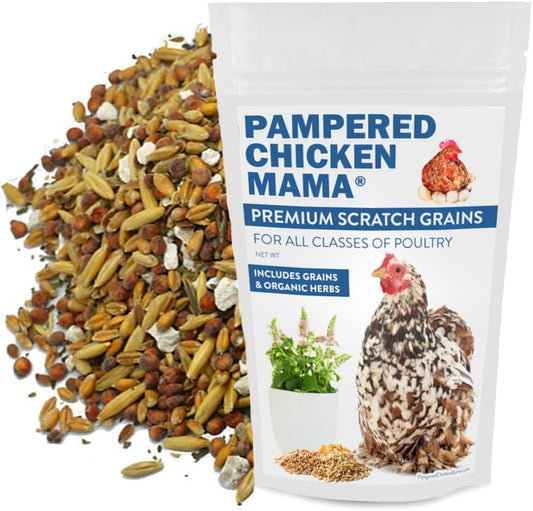 Pampered Chicken Mama Backyard Feed - Premium Scratch Treat - High Protein & Calcium All-Natural Grower Feed Supplies for Laying Chickens (2.5 Pounds)